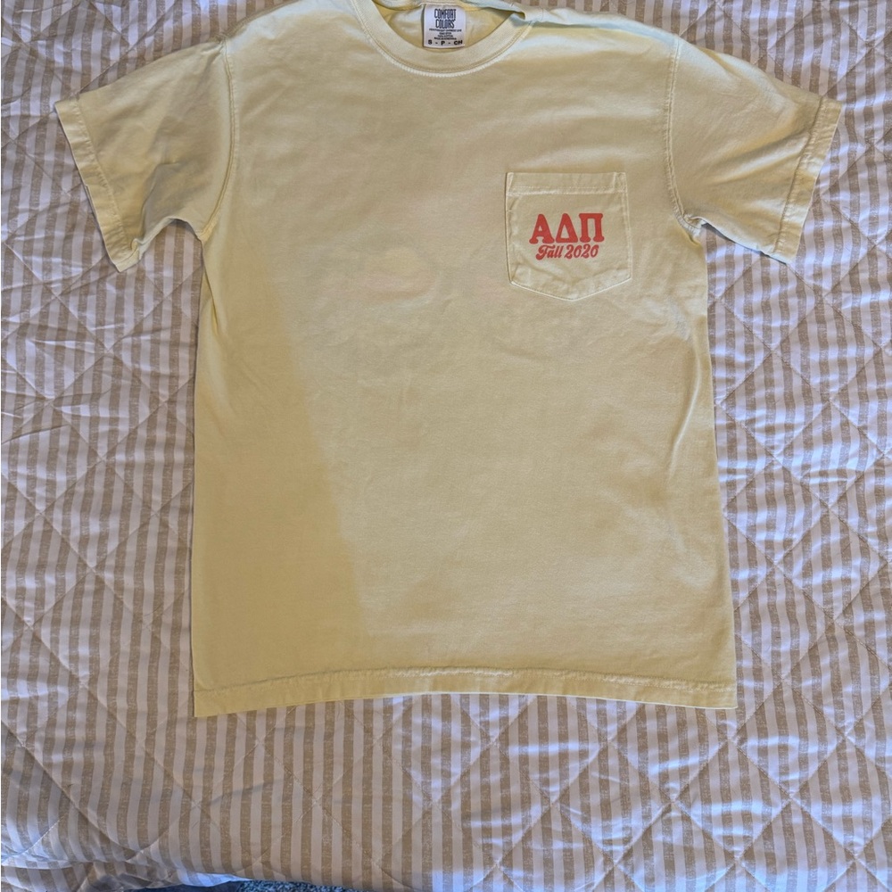Alpha Delta Pi Comfort Colors Soft Yellow Pocket Tee